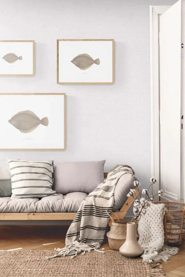 Alaska Plaice - Fine Art Print-Stick Figure Fish Illustration