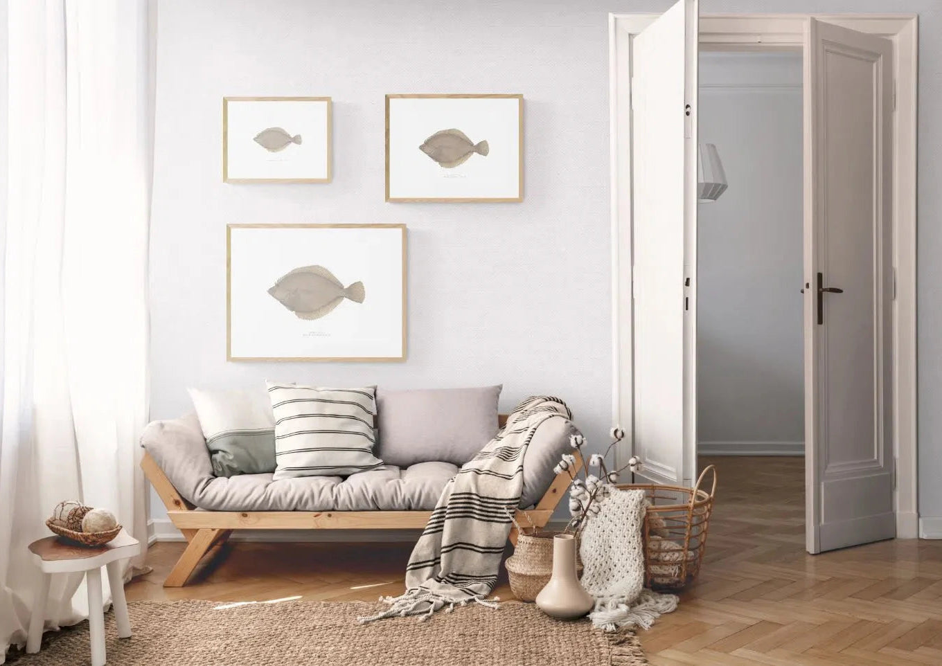 Alaska Plaice - Fine Art Print-Stick Figure Fish Illustration