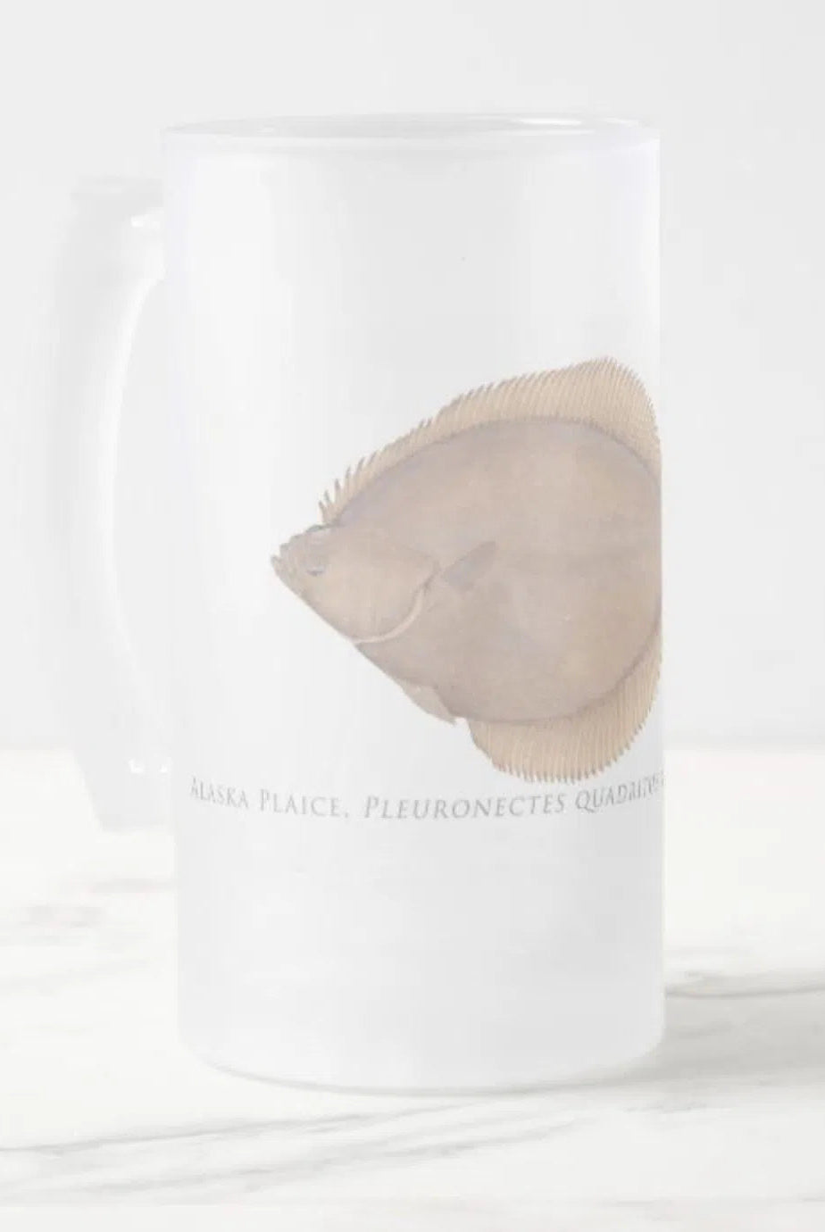 Close-up of Alaska Plaice (Pleuronectes quadrituberculatus) illustration on the stein