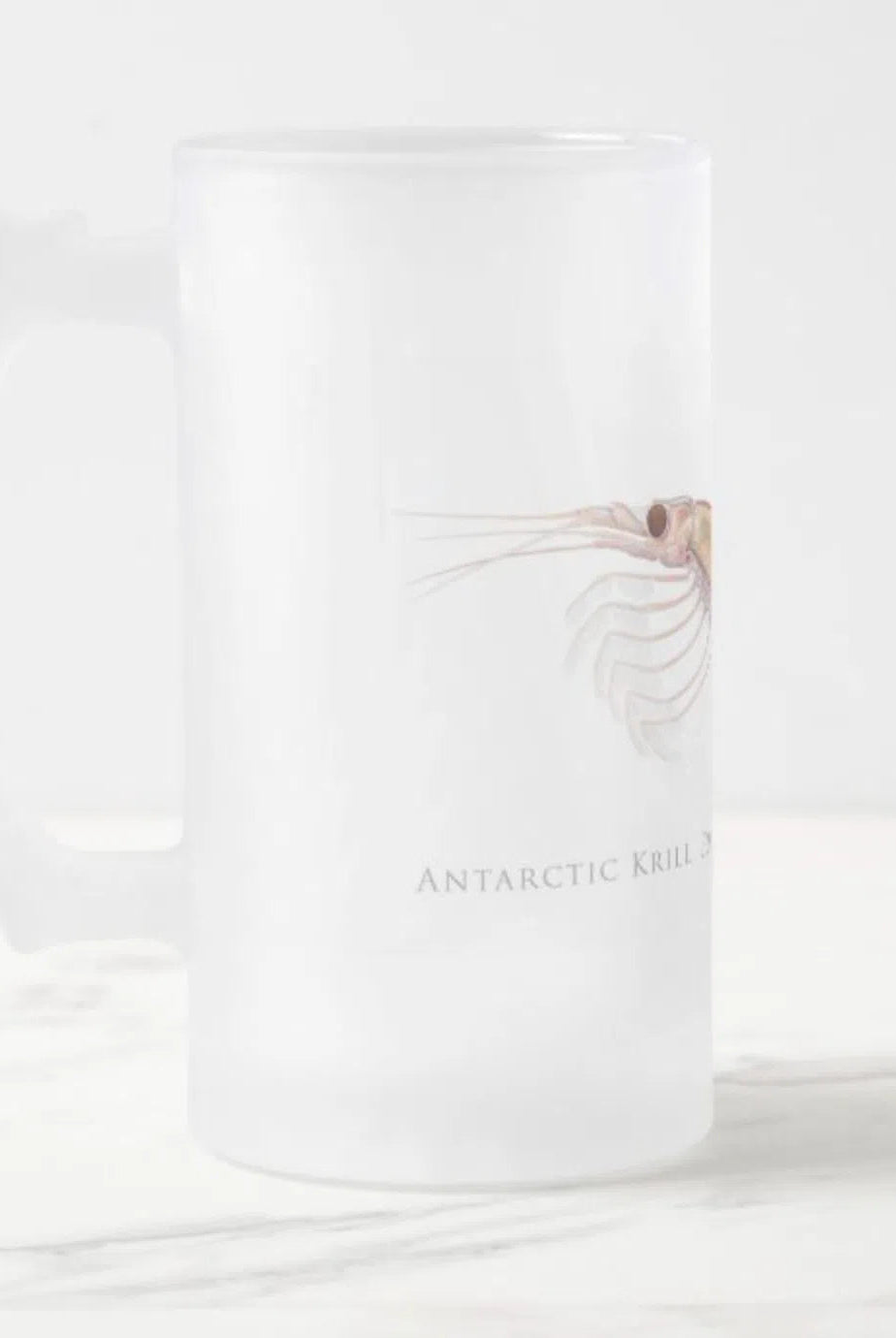 Antarctic Krill Stein featuring a detailed illustration by Dr. Lindsay Marshall