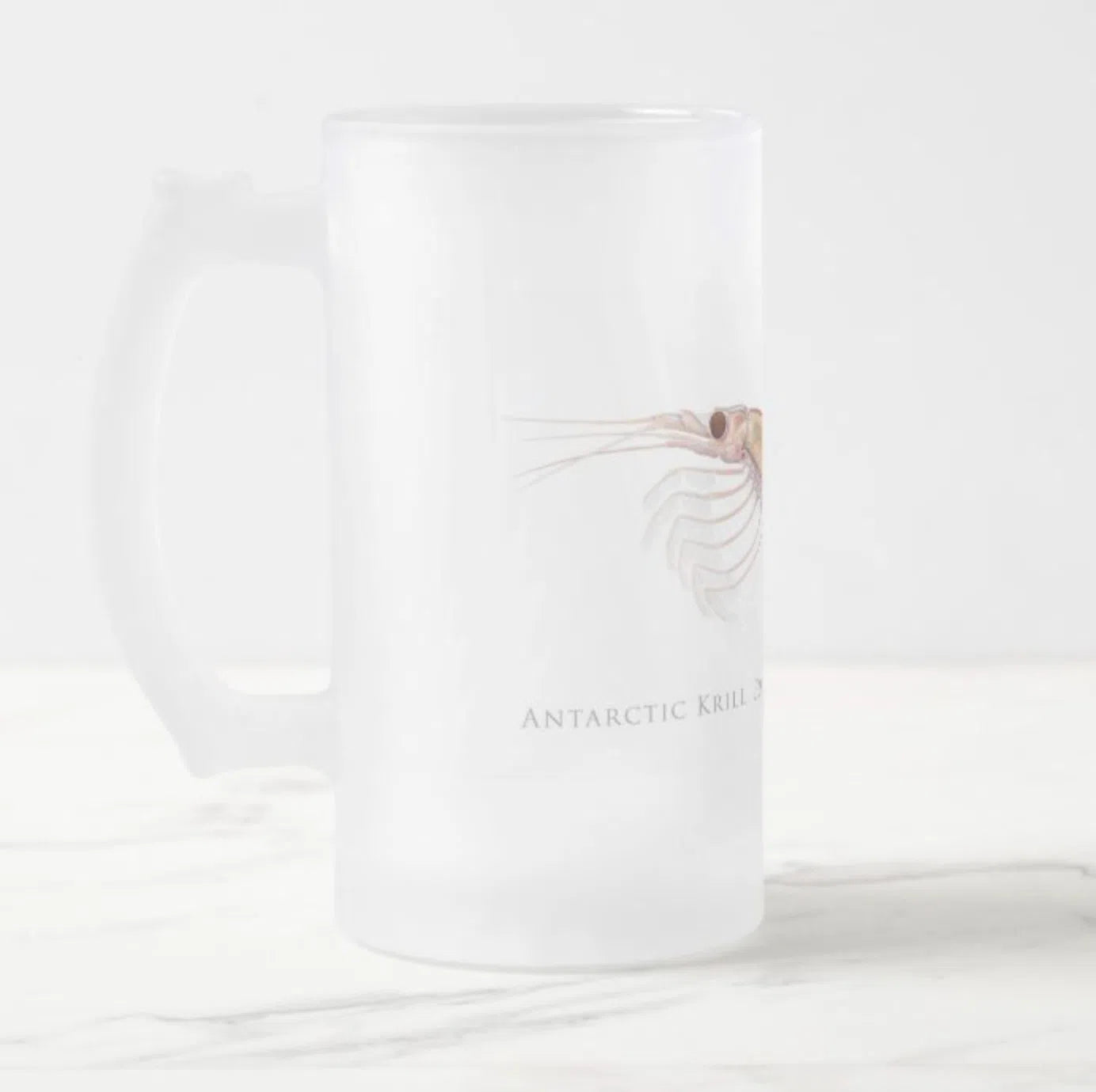 Antarctic Krill Stein featuring a detailed illustration by Dr. Lindsay Marshall