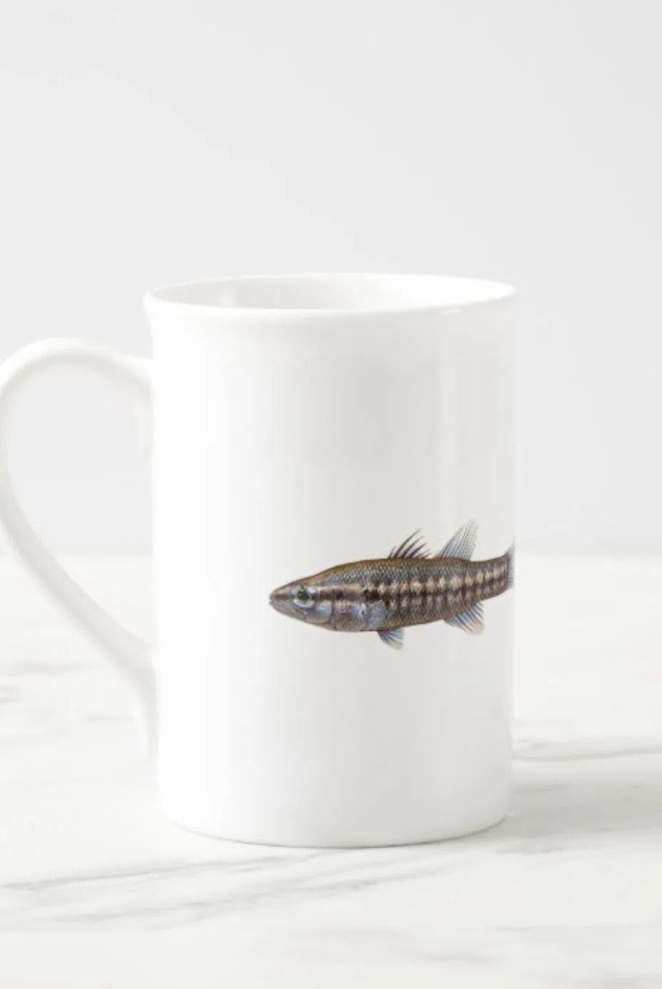 Balston's Pygmy Perch - Fine Bone China Mug-Stick Figure Fish Illustration