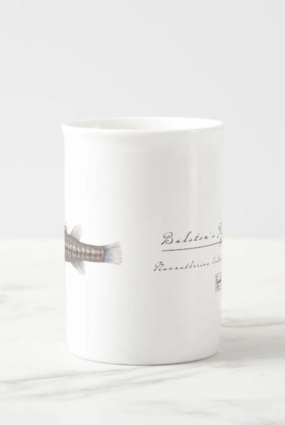 Balston's Pygmy Perch - Fine Bone China Mug-Stick Figure Fish Illustration