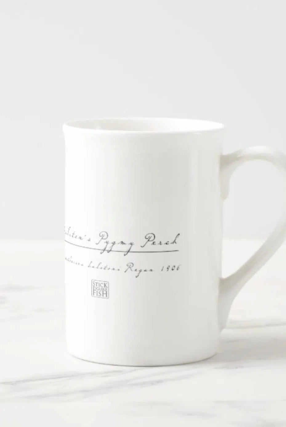 Balston's Pygmy Perch - Fine Bone China Mug-Stick Figure Fish Illustration