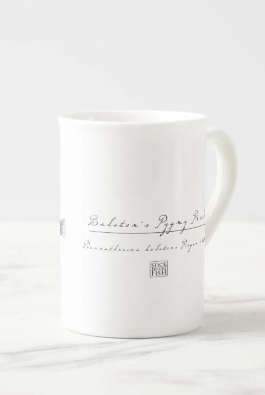 Balston's Pygmy Perch - Fine Bone China Mug-Stick Figure Fish Illustration
