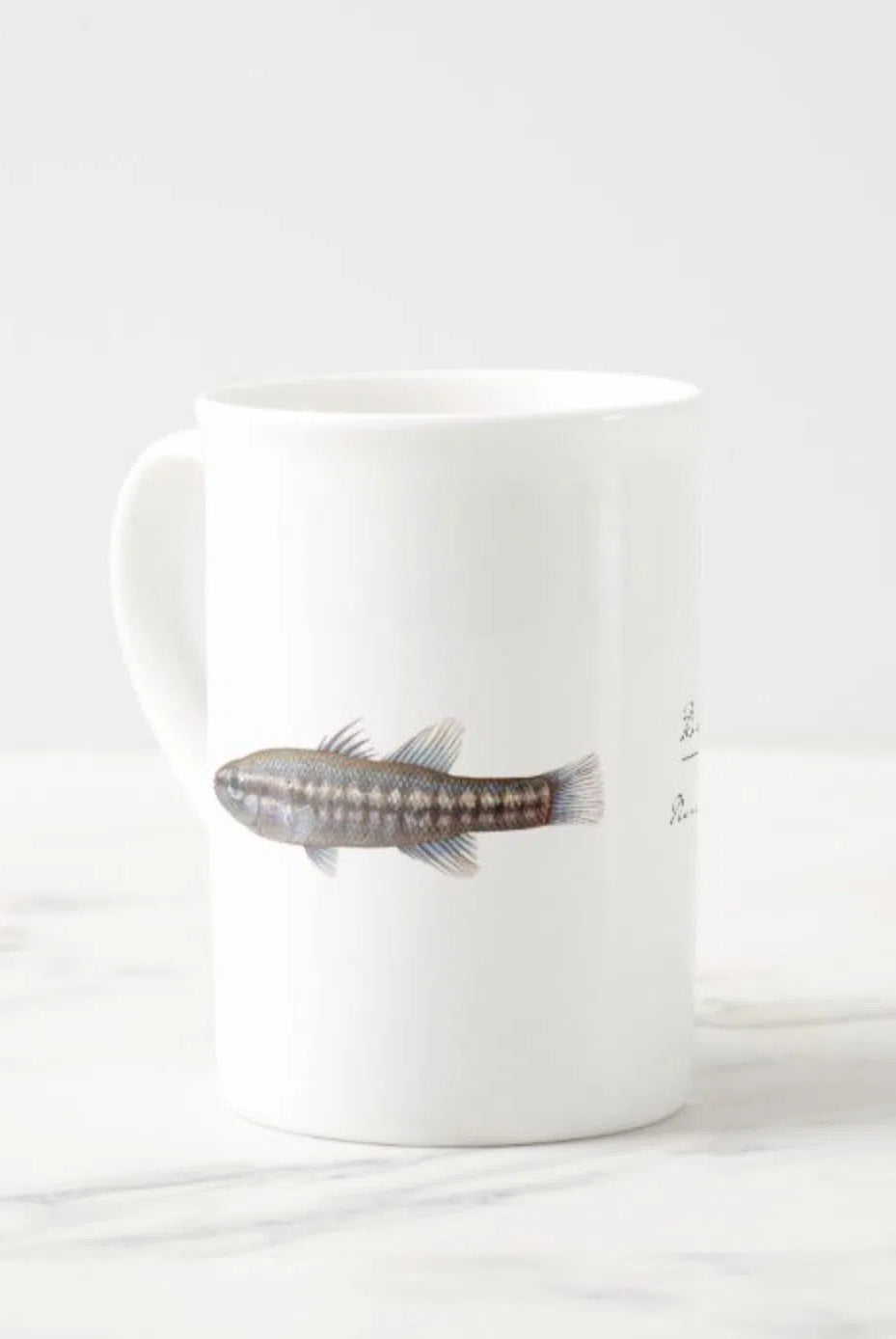 Balston's Pygmy Perch - Fine Bone China Mug-Stick Figure Fish Illustration