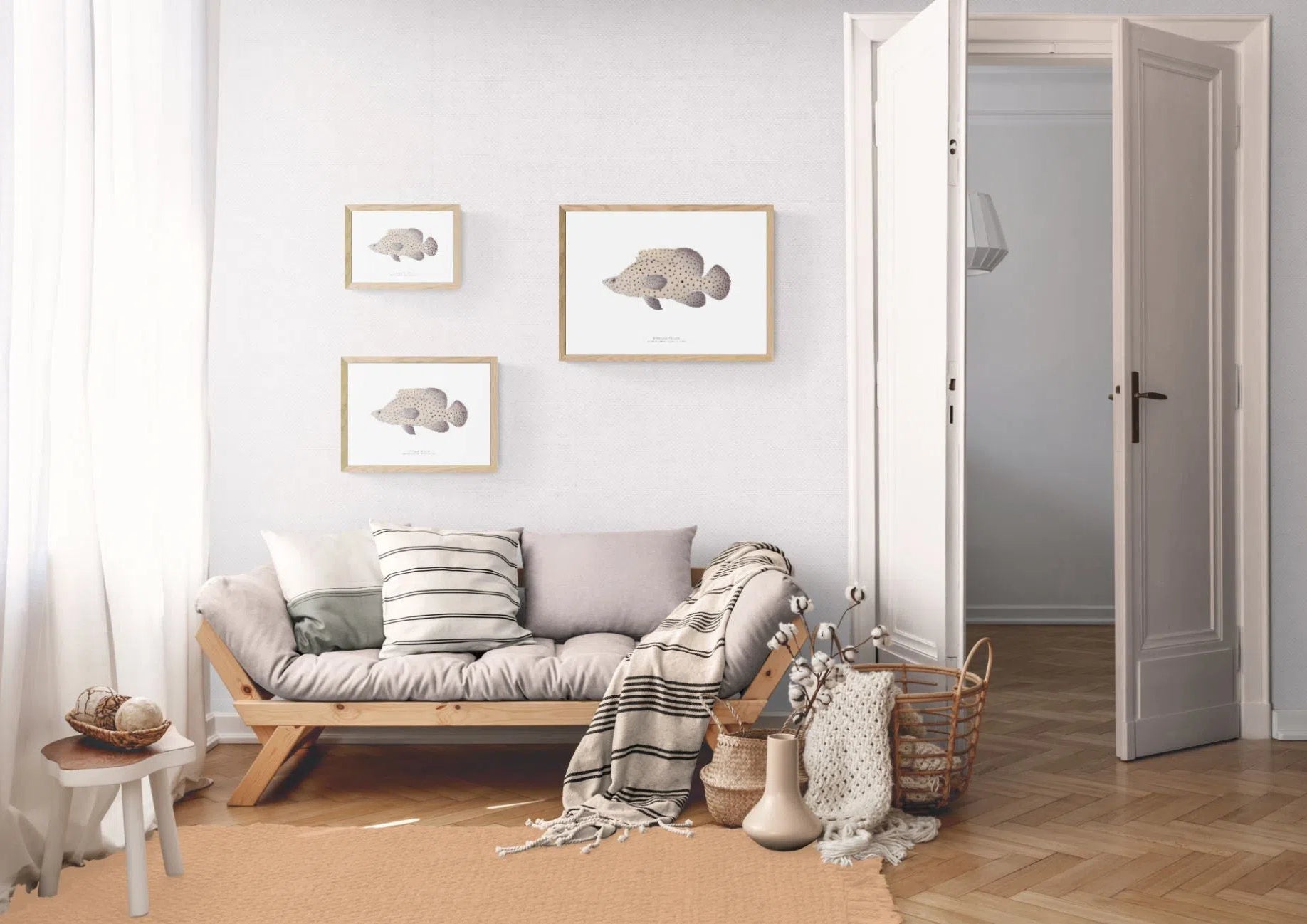 Barramundi Cod - Fine Art Print-Stick Figure Fish Illustration