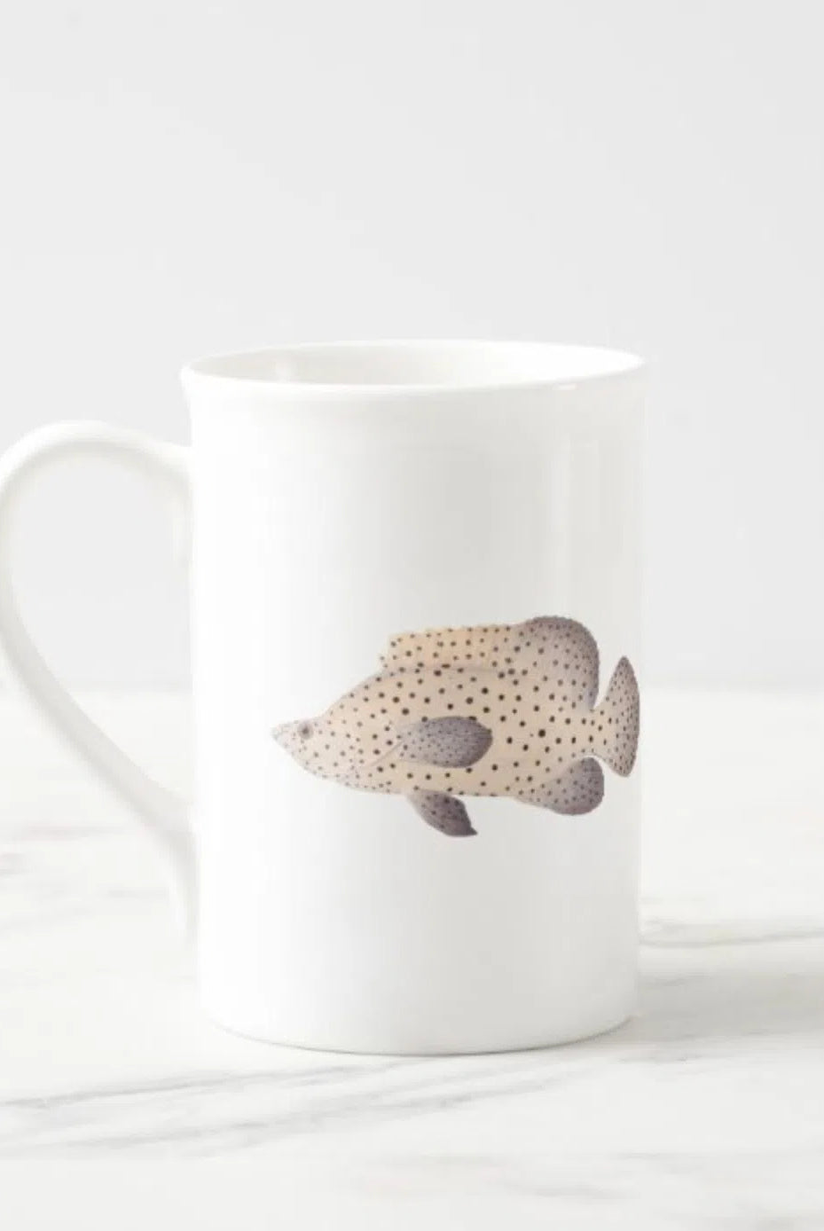 Barramundi Cod - Fine Bone China Mug-Stick Figure Fish Illustration