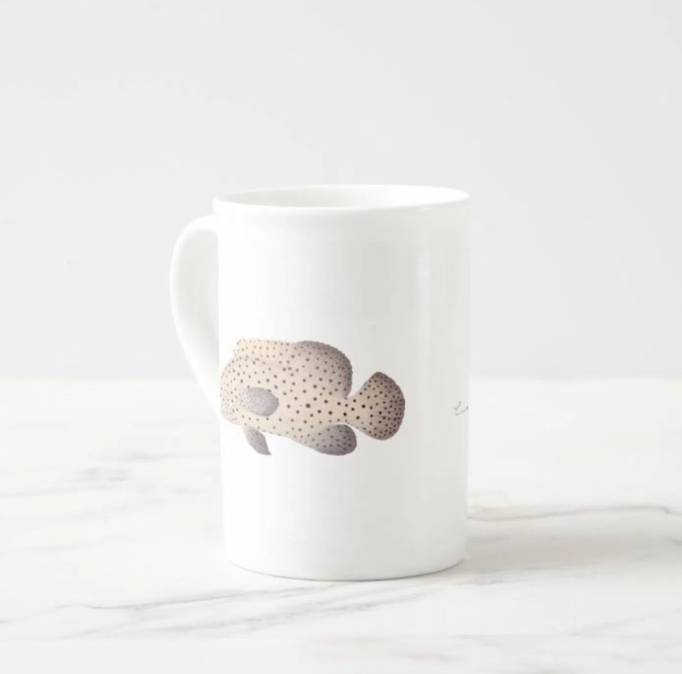 Barramundi Cod - Fine Bone China Mug-Stick Figure Fish Illustration