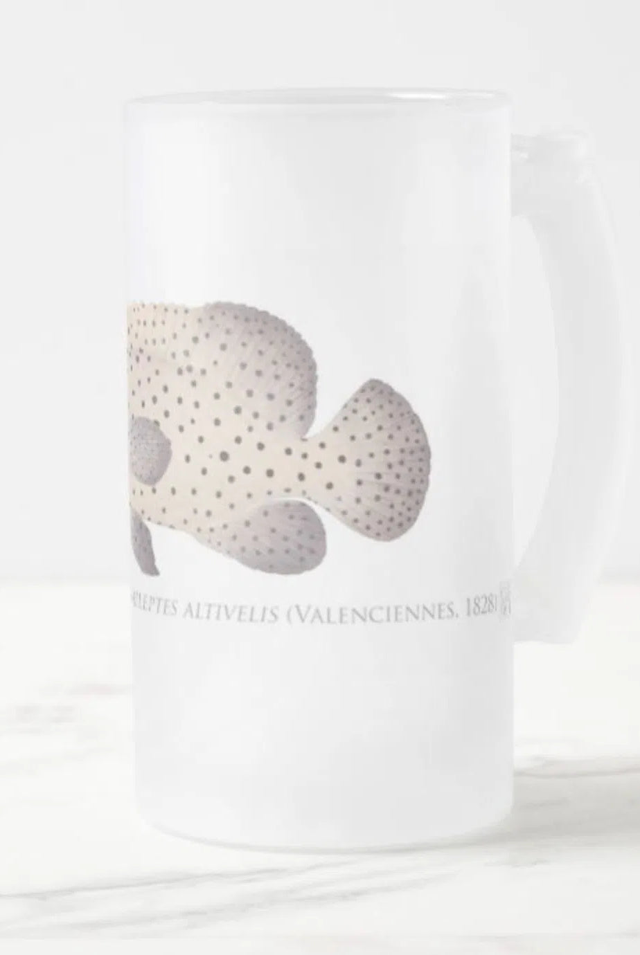 Barramundi Cod - Frosted Glass Stein-Stick Figure Fish Illustration