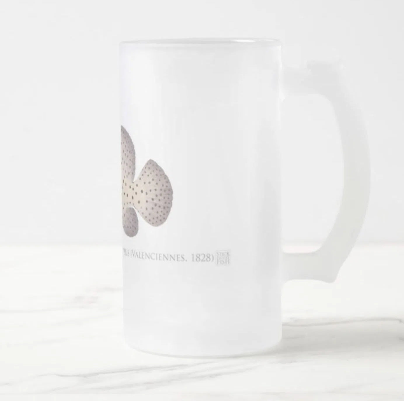 Barramundi Cod - Frosted Glass Stein-Stick Figure Fish Illustration