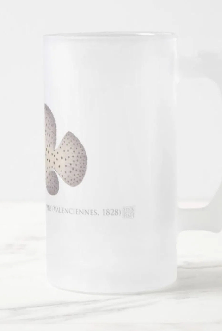 Barramundi Cod - Frosted Glass Stein-Stick Figure Fish Illustration