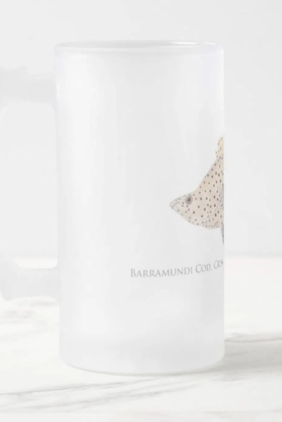 Barramundi Cod - Frosted Glass Stein-Stick Figure Fish Illustration