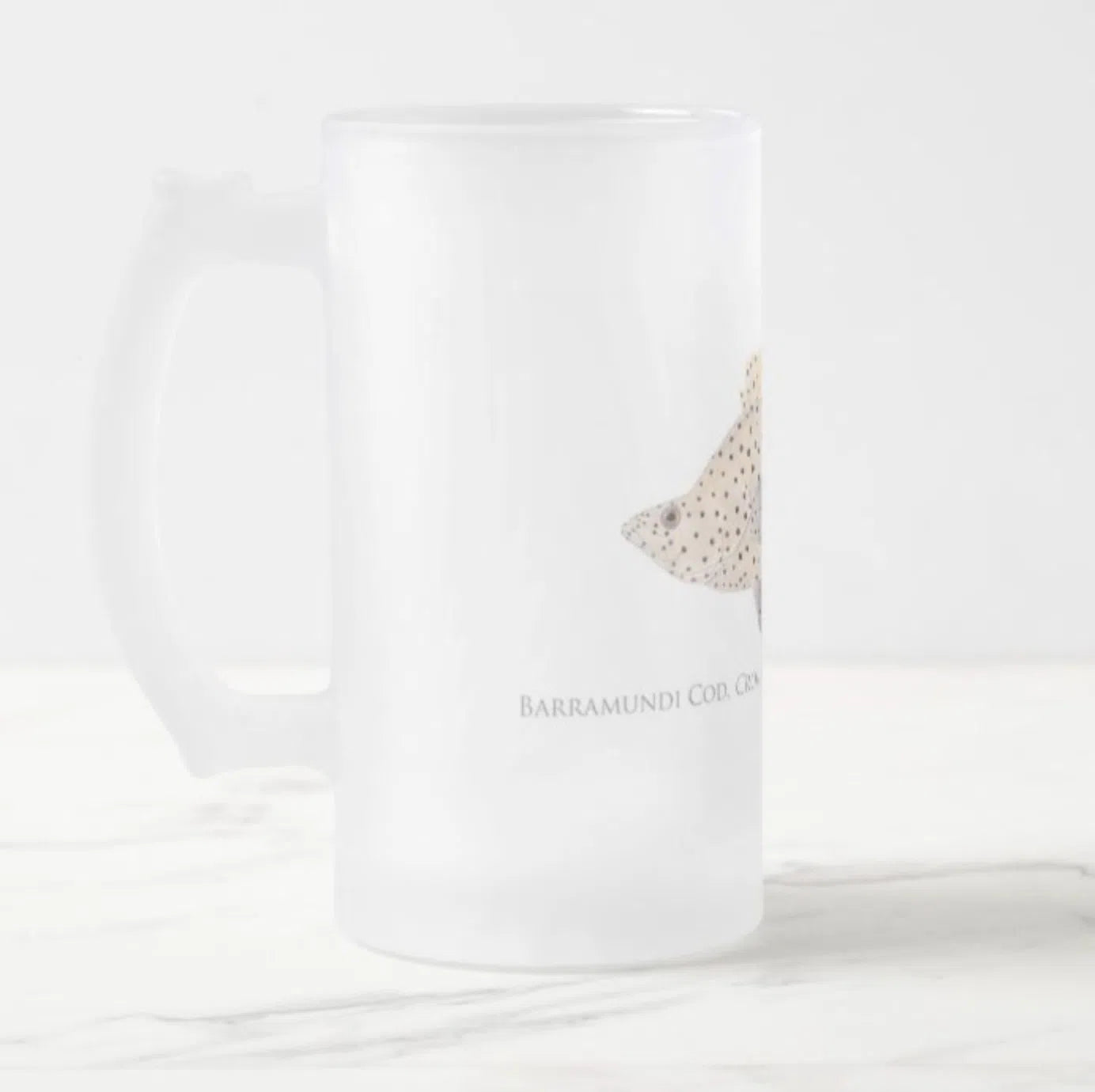 Barramundi Cod - Frosted Glass Stein-Stick Figure Fish Illustration