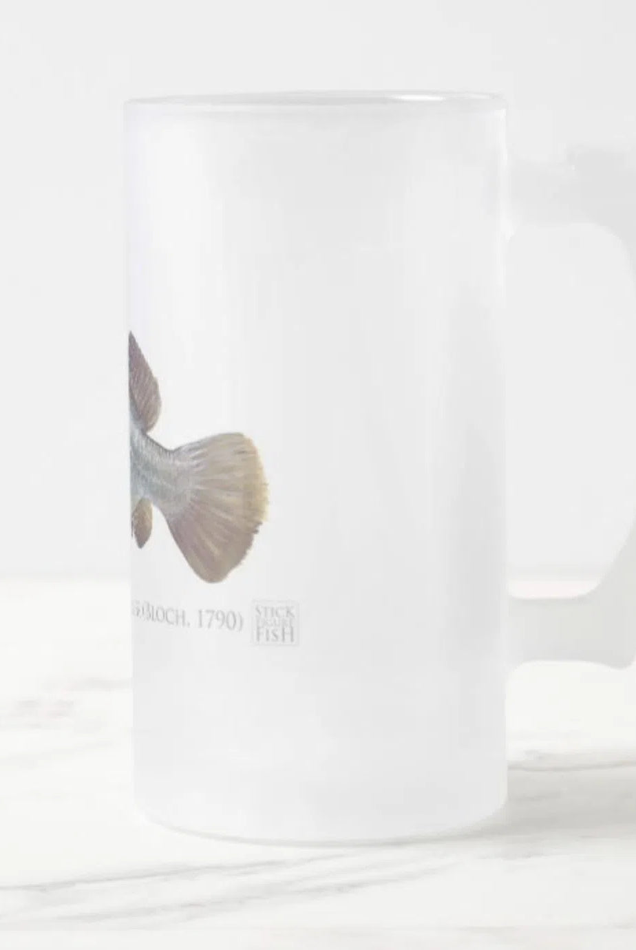 Barramundi - Frosted Glass Stein-Stick Figure Fish Illustration