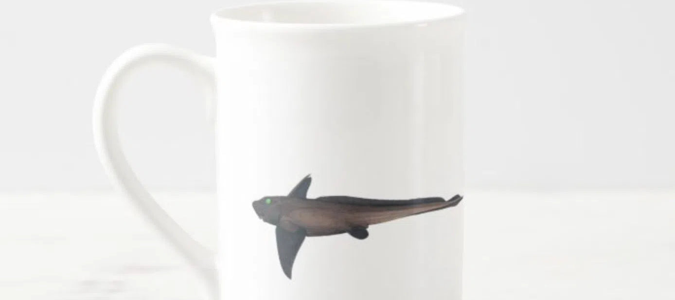 Black Ghostshark - Fine Bone China Mug-Stick Figure Fish Illustration