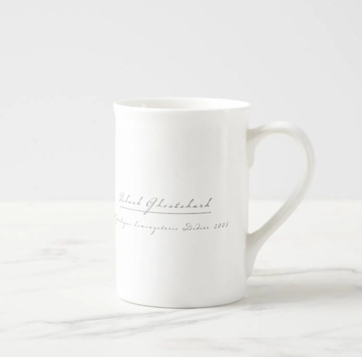 Black Ghostshark - Fine Bone China Mug-Stick Figure Fish Illustration
