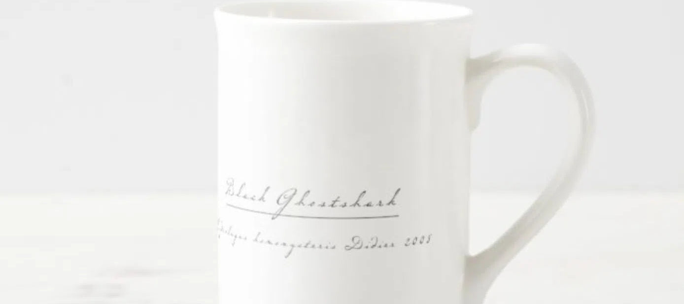 Black Ghostshark - Fine Bone China Mug-Stick Figure Fish Illustration