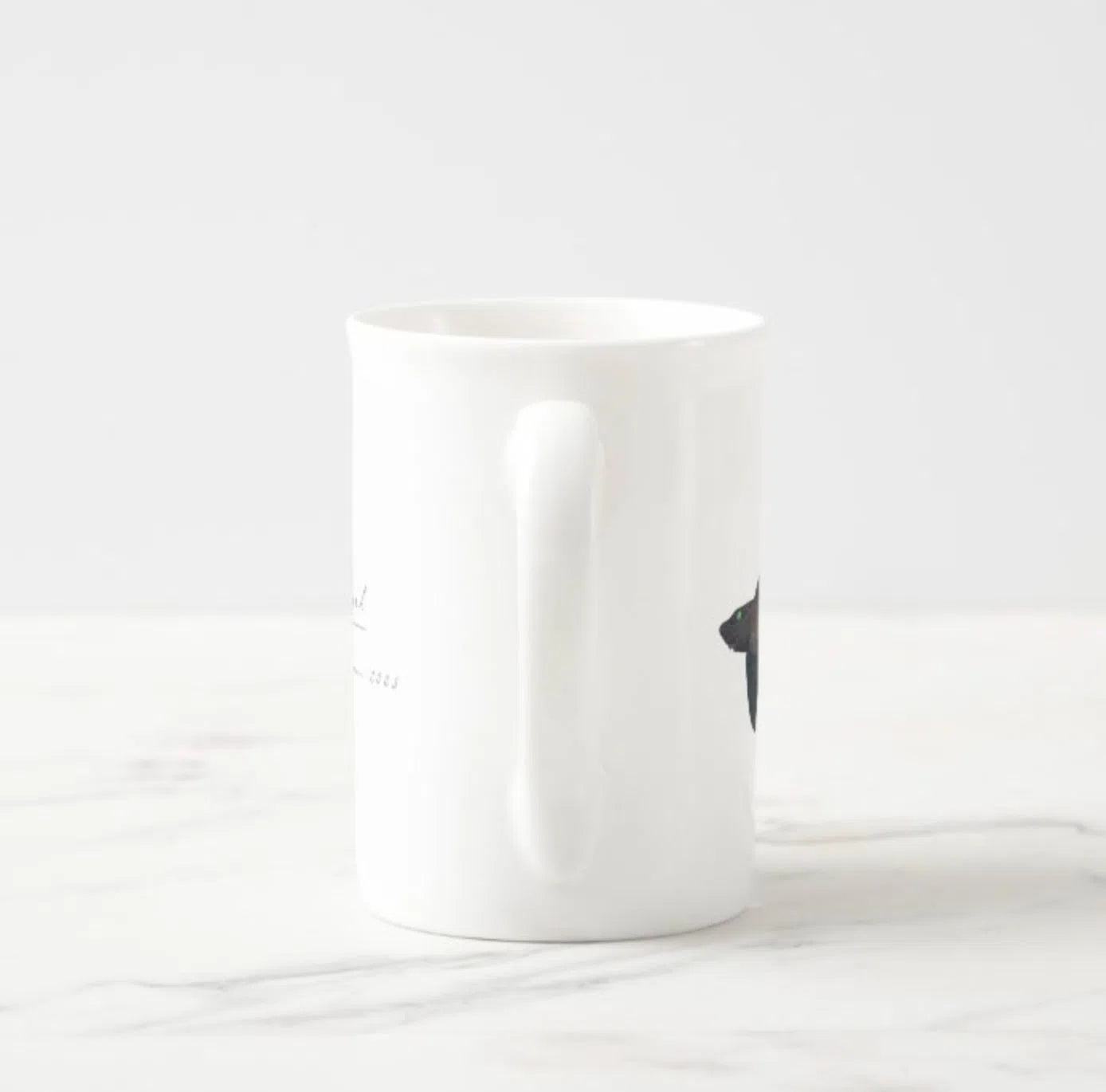 Black Ghostshark - Fine Bone China Mug-Stick Figure Fish Illustration