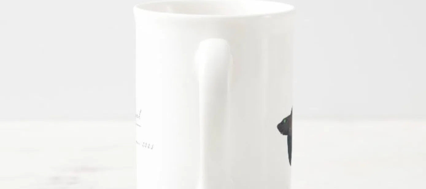 Black Ghostshark - Fine Bone China Mug-Stick Figure Fish Illustration