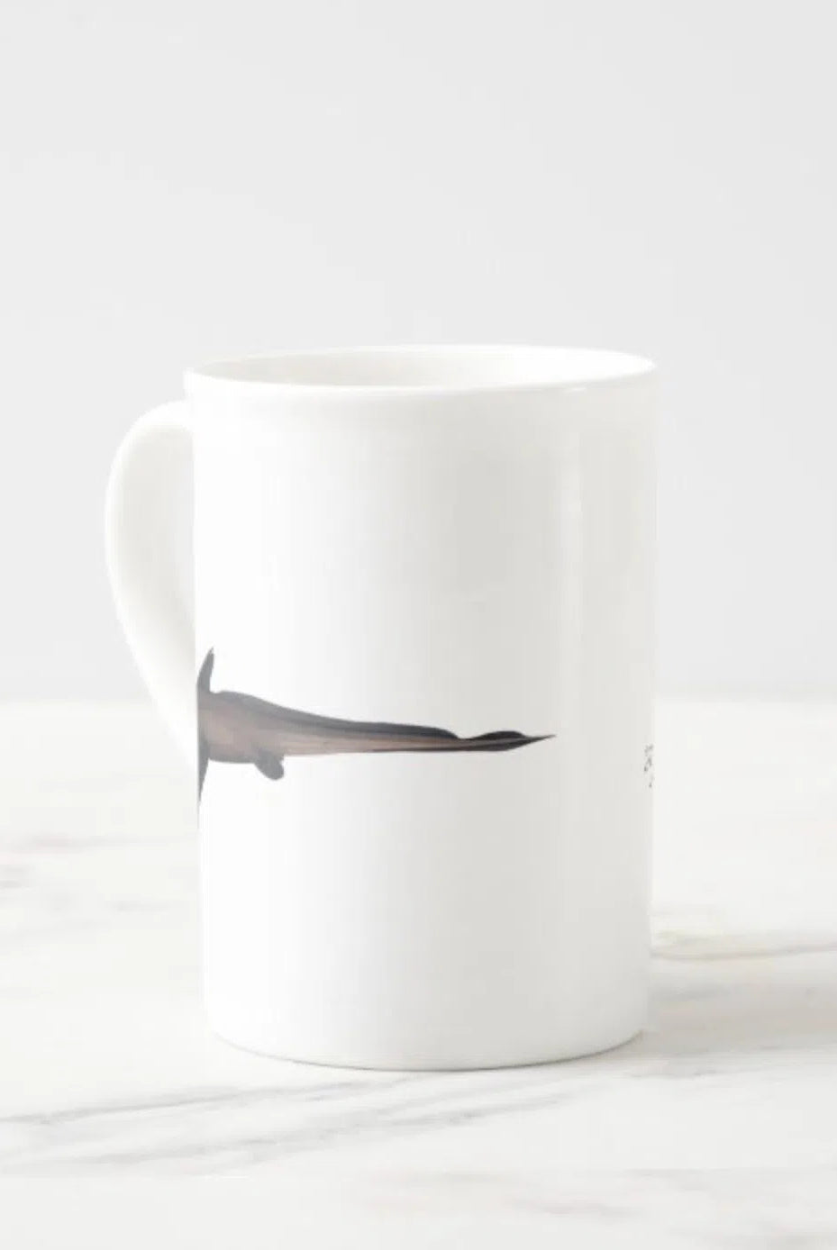 Black Ghostshark - Fine Bone China Mug-Stick Figure Fish Illustration
