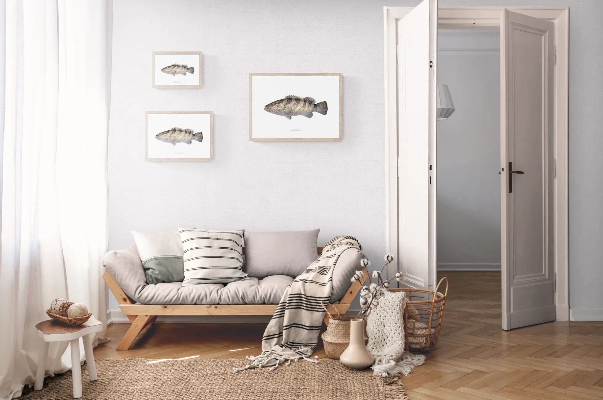 Black Rockcod - Fine Art Print-Stick Figure Fish Illustration