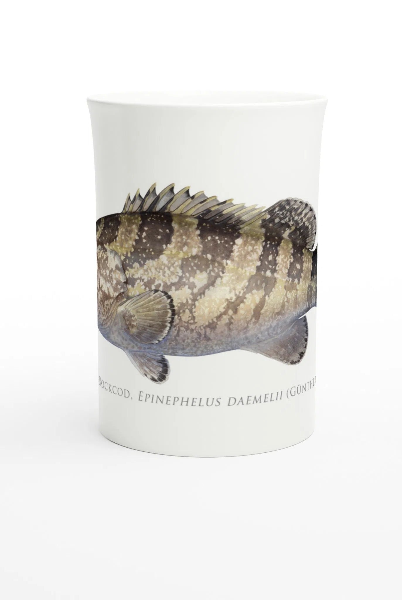 Black Rockcod - Fine Bone China Mug-Stick Figure Fish Illustration