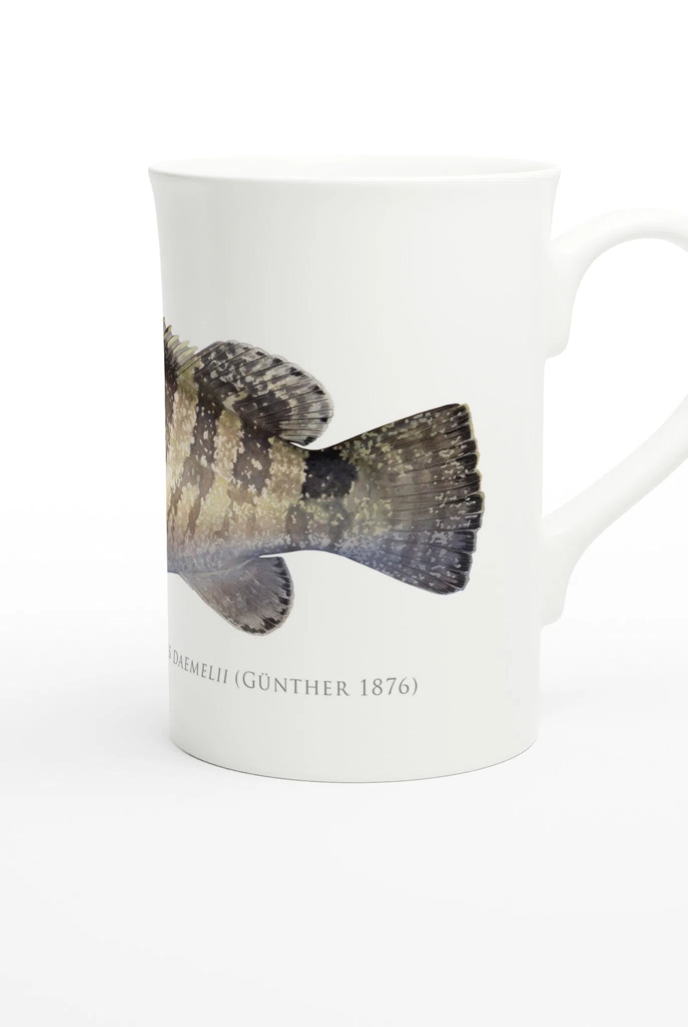 Black Rockcod - Fine Bone China Mug-Stick Figure Fish Illustration