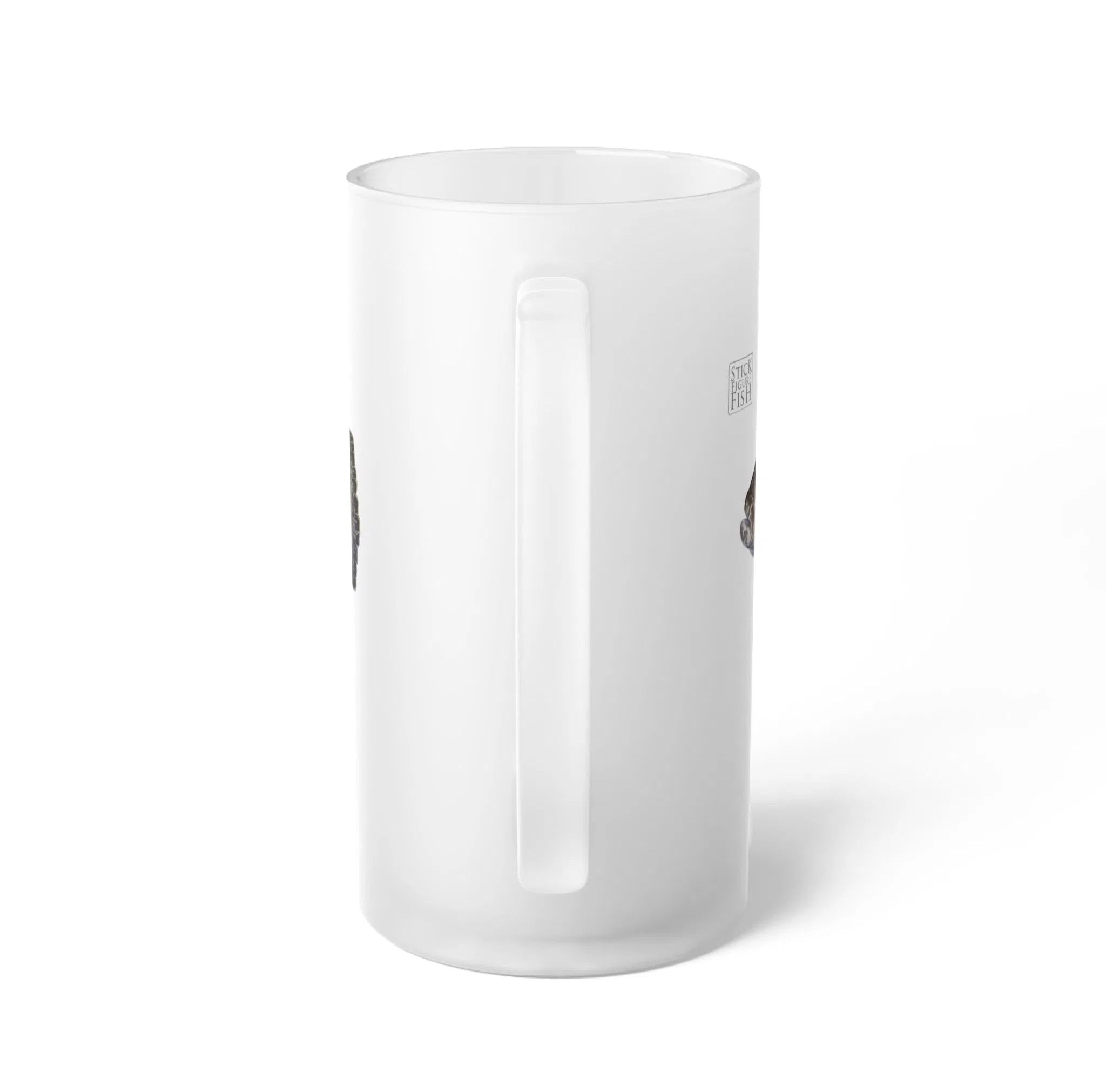 Black Rockcod - Frosted Glass Stein-Stick Figure Fish Illustration