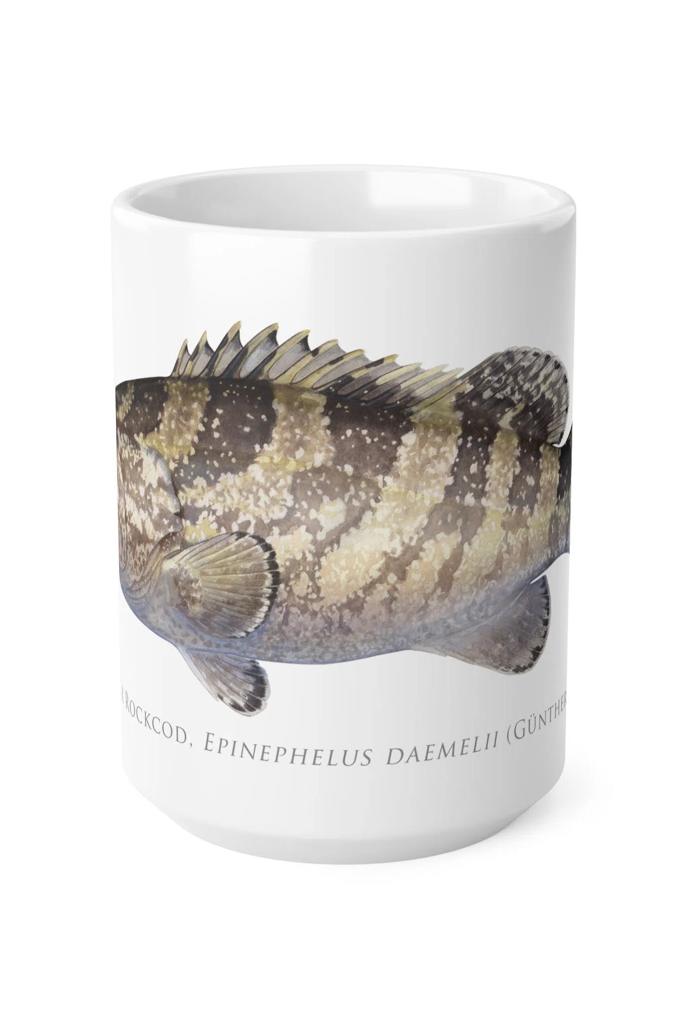 Black Rockcod Mug-Stick Figure Fish Illustration