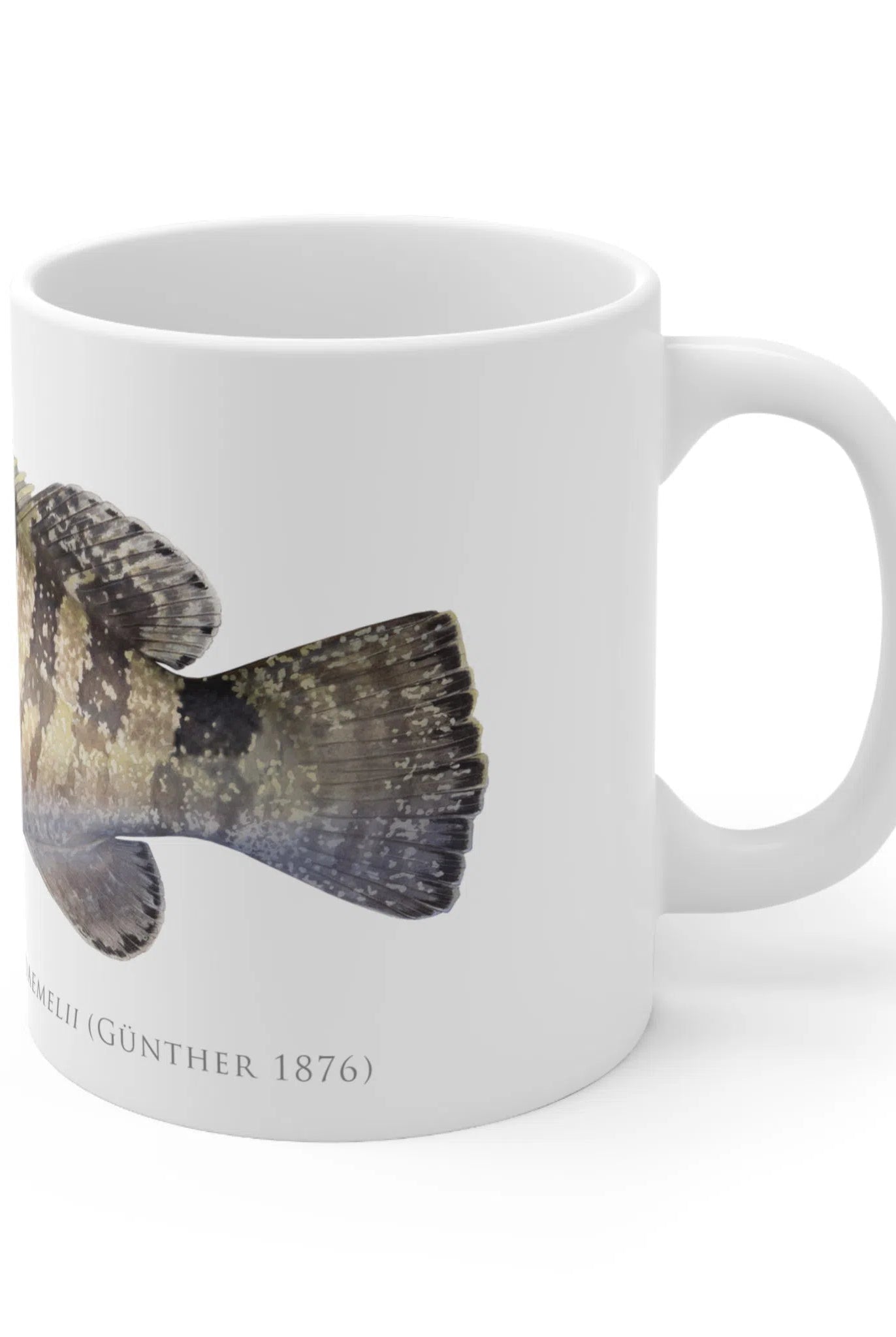 Black Rockcod Mug-Stick Figure Fish Illustration