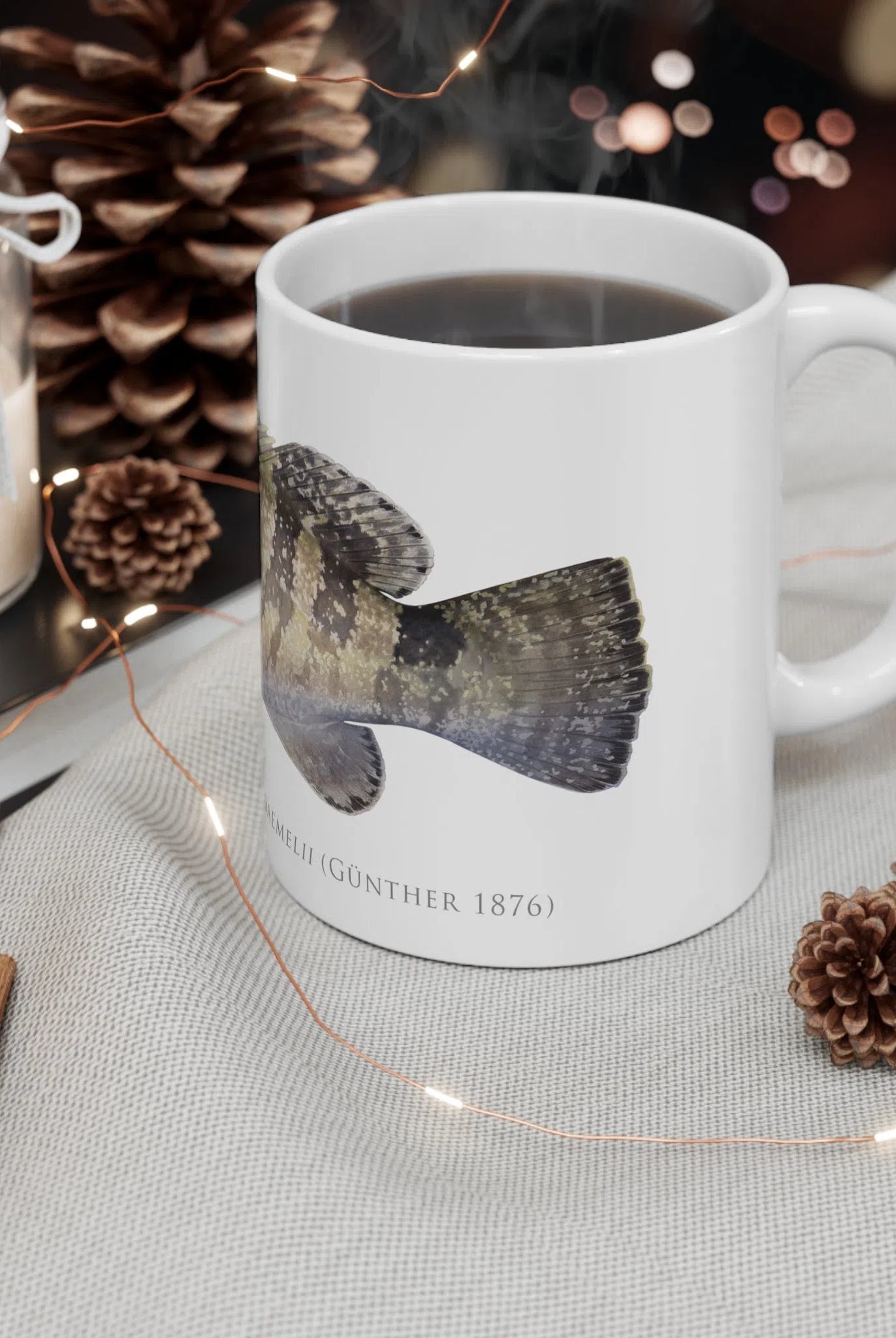 Black Rockcod Mug-Stick Figure Fish Illustration