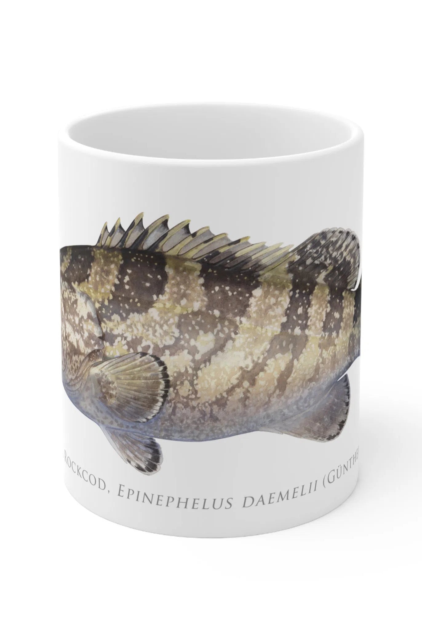 Black Rockcod Mug-Stick Figure Fish Illustration