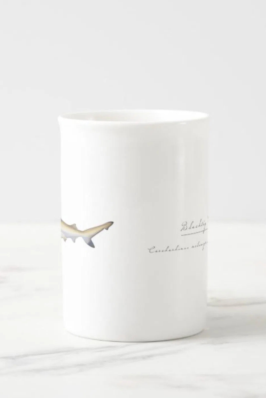 Blacktip Reef Shark - Fine Bone China Mug-Stick Figure Fish Illustration