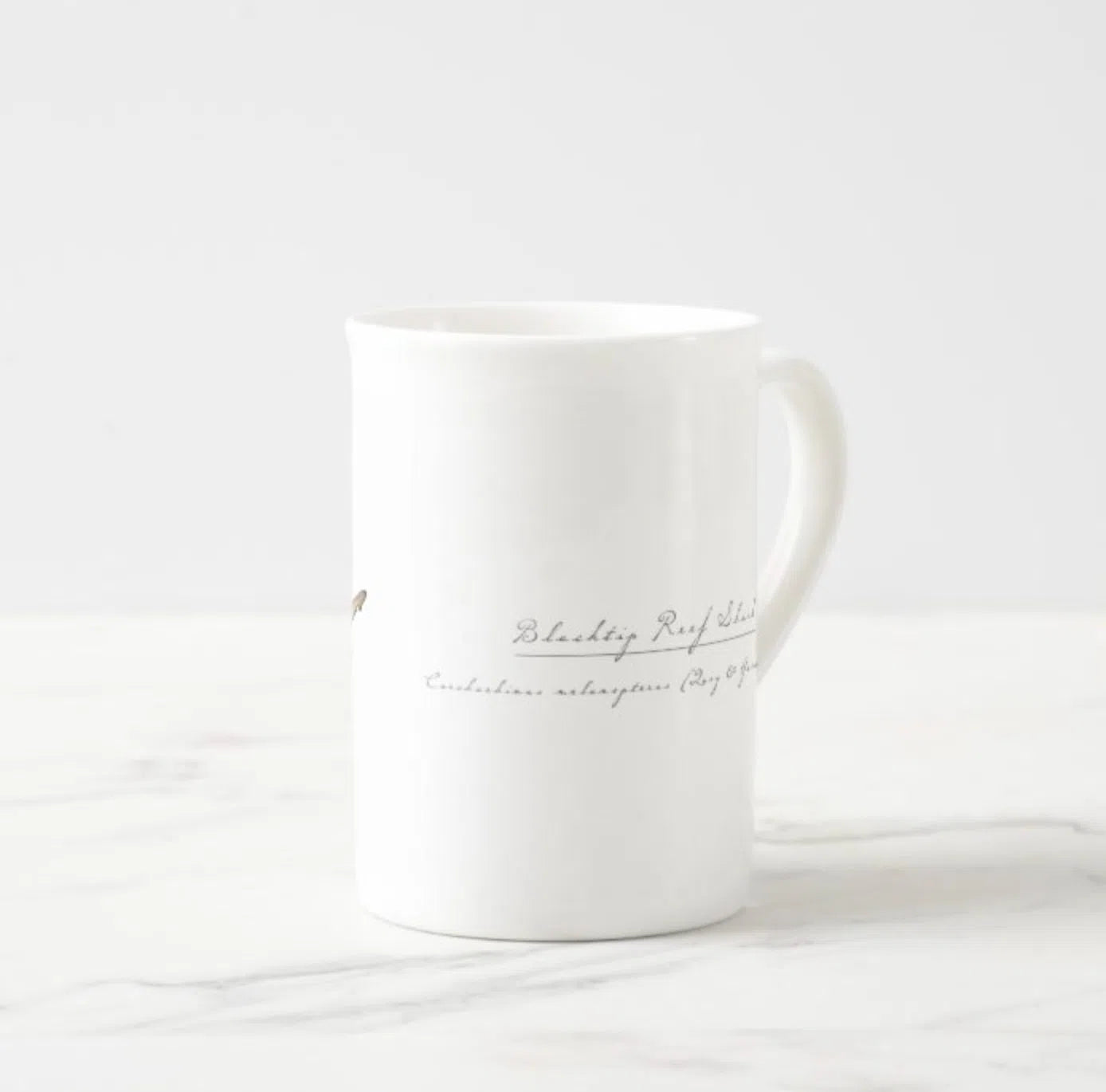 Blacktip Reef Shark - Fine Bone China Mug-Stick Figure Fish Illustration