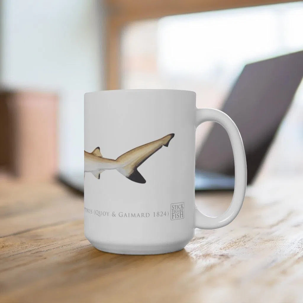 Blacktip Reef Shark Mug-Stick Figure Fish Illustration