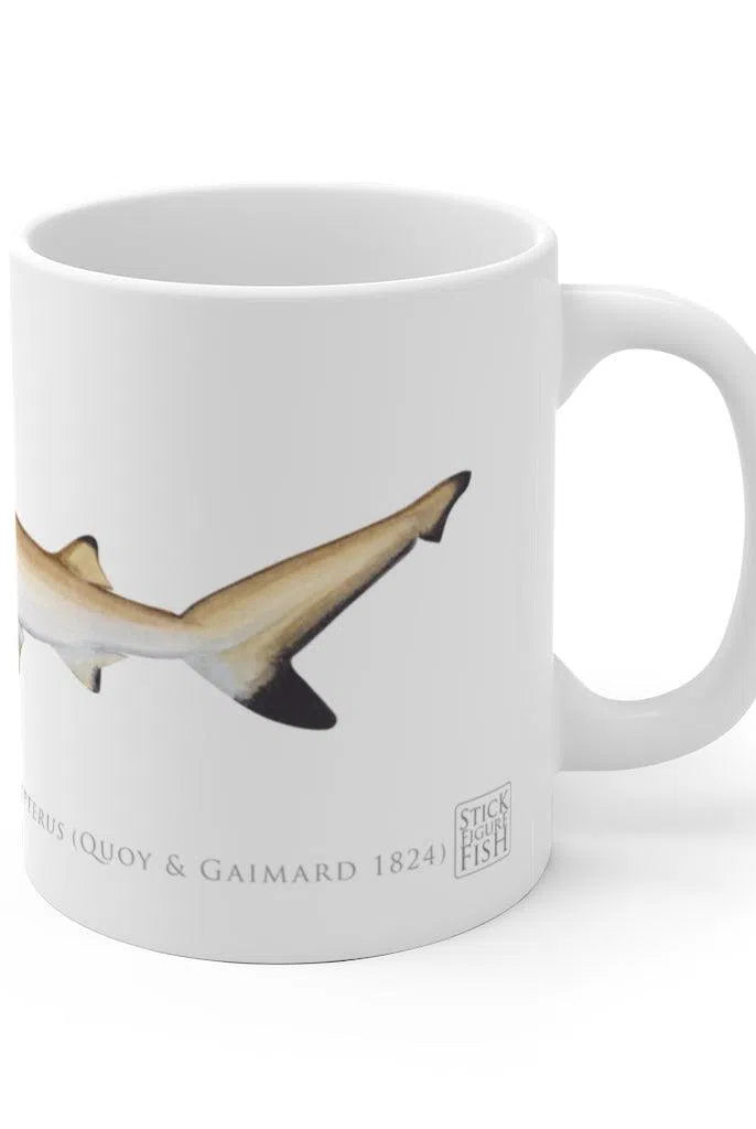 Blacktip Reef Shark Mug-Stick Figure Fish Illustration