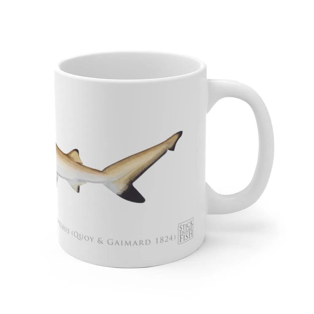 Blacktip Reef Shark Mug-Stick Figure Fish Illustration