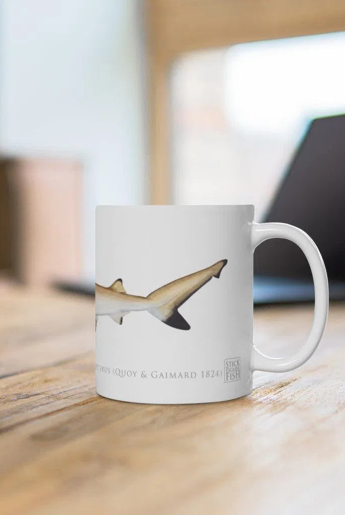Blacktip Reef Shark Mug-Stick Figure Fish Illustration