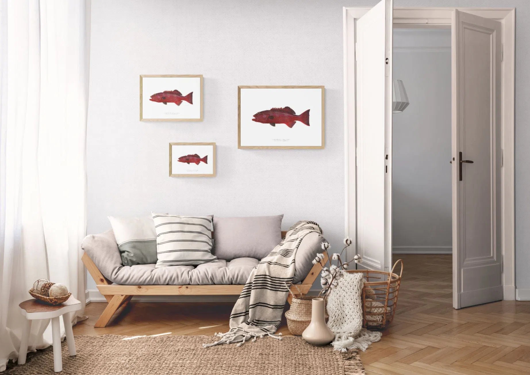 Bluespotted Coral Trout, Plectropomus laevis (Lacépède, 1801) - Fine Art Print-Stick Figure Fish Illustration
