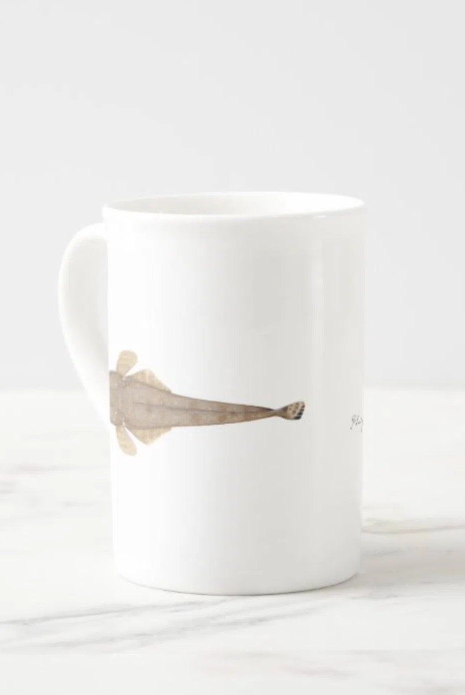 Bluespotted Flathead - Fine Bone China Mug-Stick Figure Fish Illustration