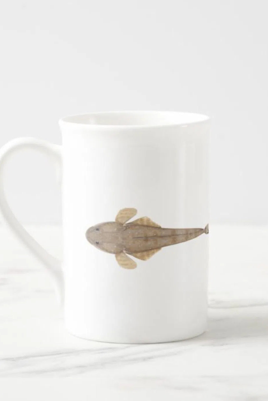 Bluespotted Flathead - Fine Bone China Mug-Stick Figure Fish Illustration