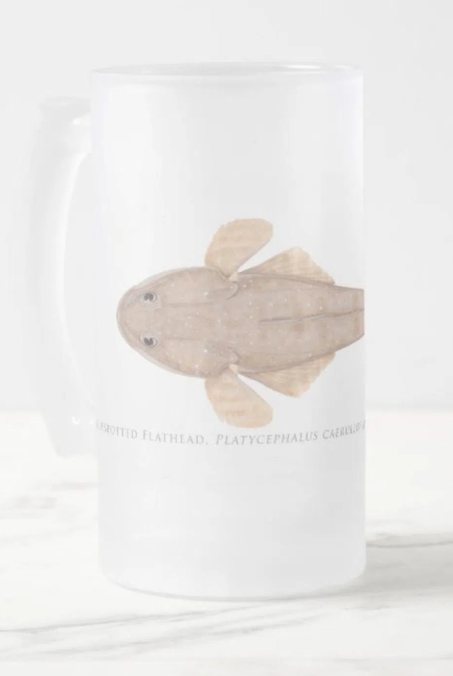 Bluespotted Flathead - Frosted Glass Stein-Stick Figure Fish Illustration