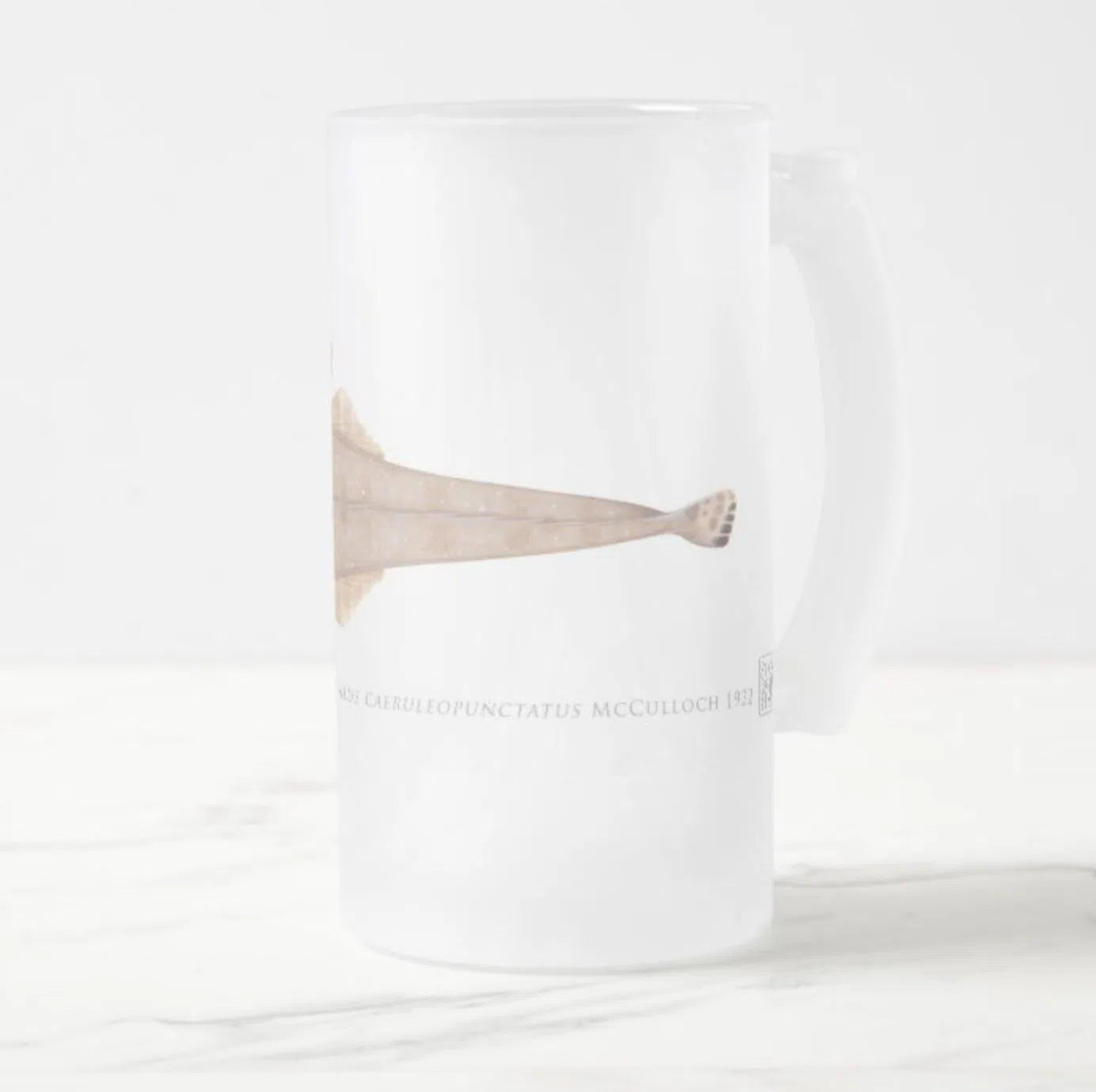 Bluespotted Flathead - Frosted Glass Stein-Stick Figure Fish Illustration