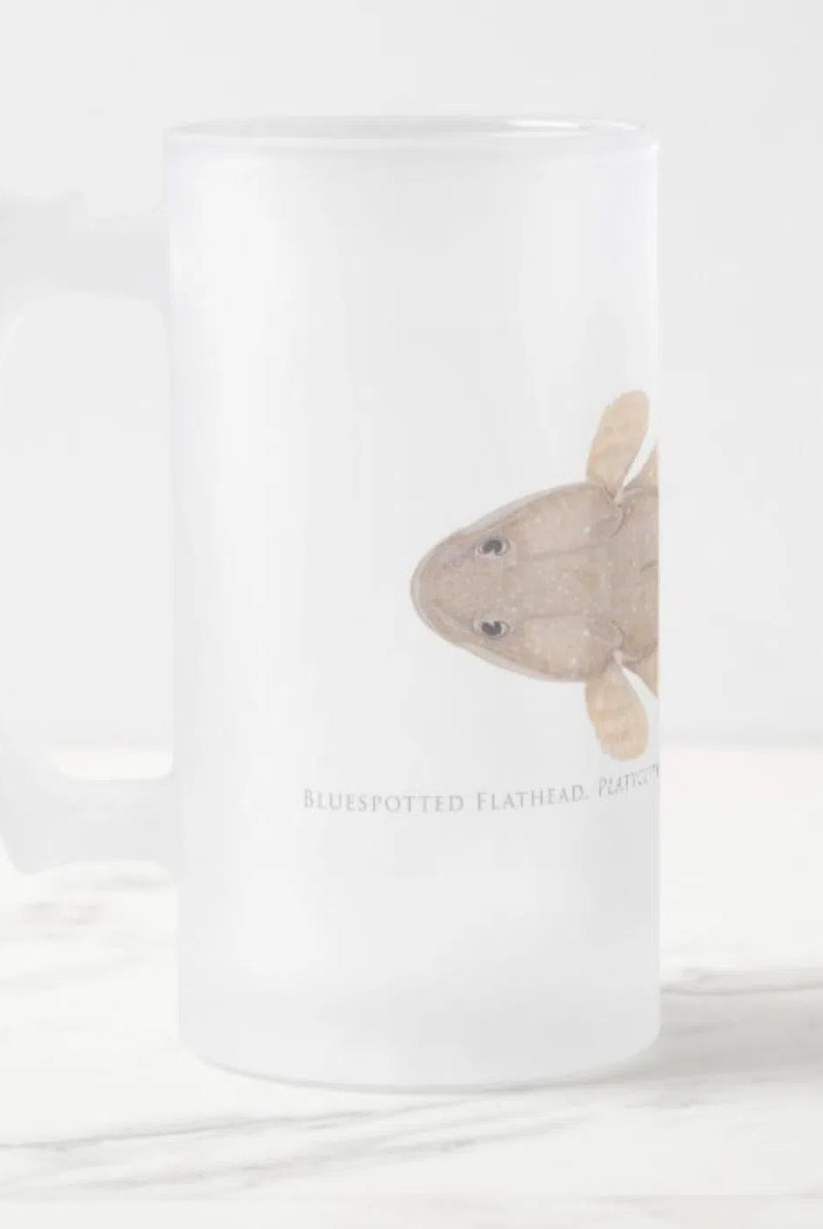 Bluespotted Flathead - Frosted Glass Stein-Stick Figure Fish Illustration