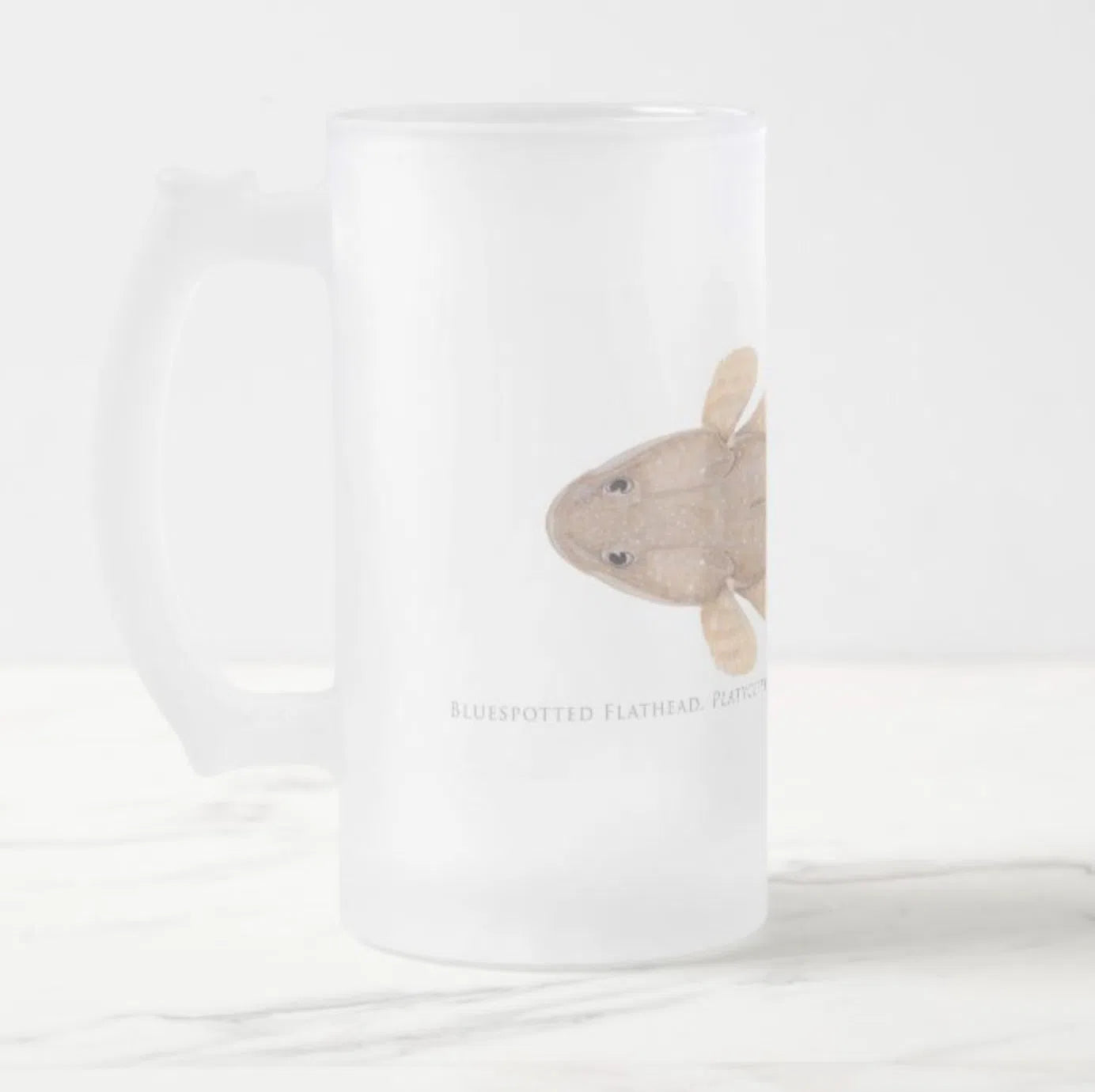 Bluespotted Flathead - Frosted Glass Stein-Stick Figure Fish Illustration