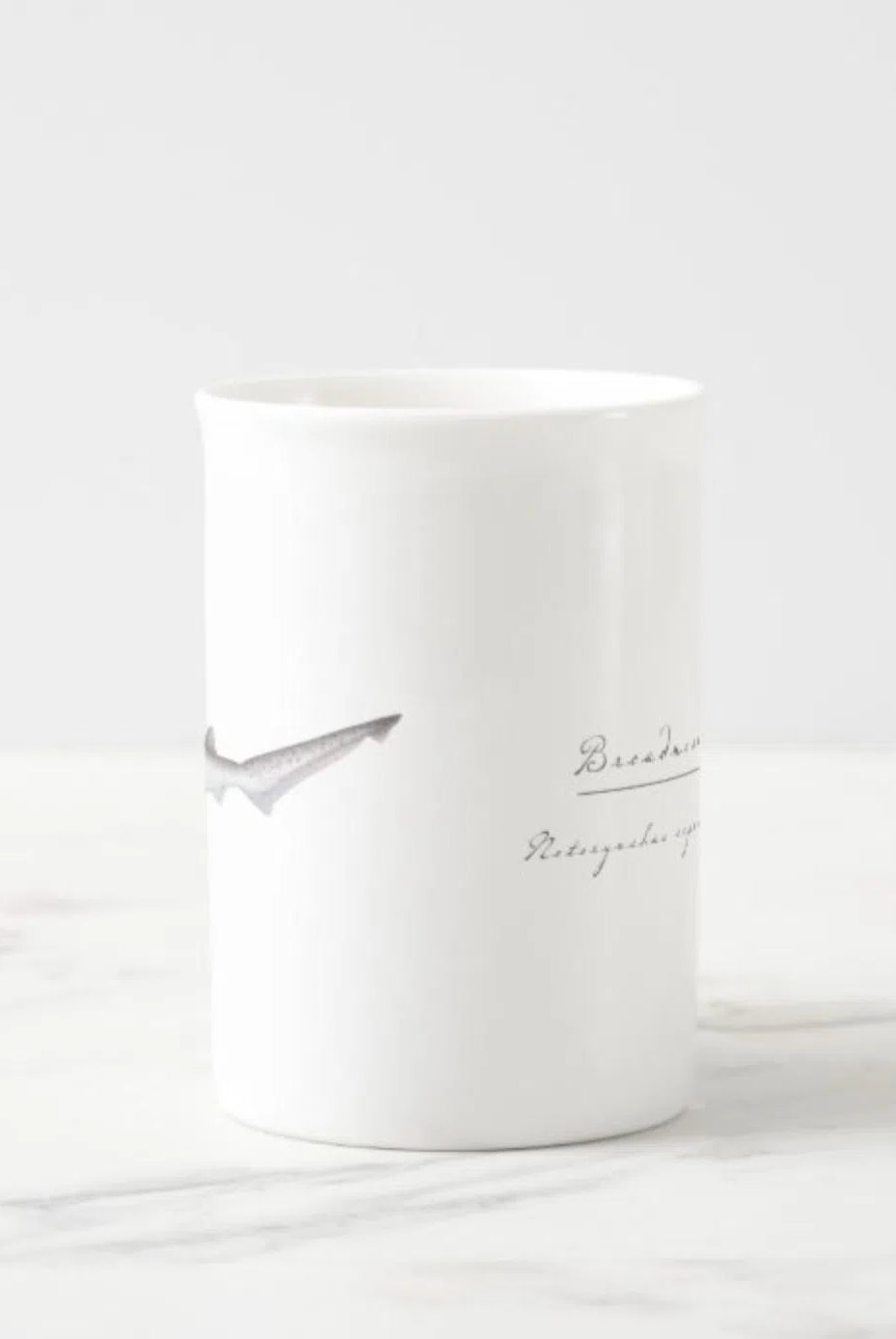 Broadnose Sevengill Shark - Fine Bone China Mug-Stick Figure Fish Illustration