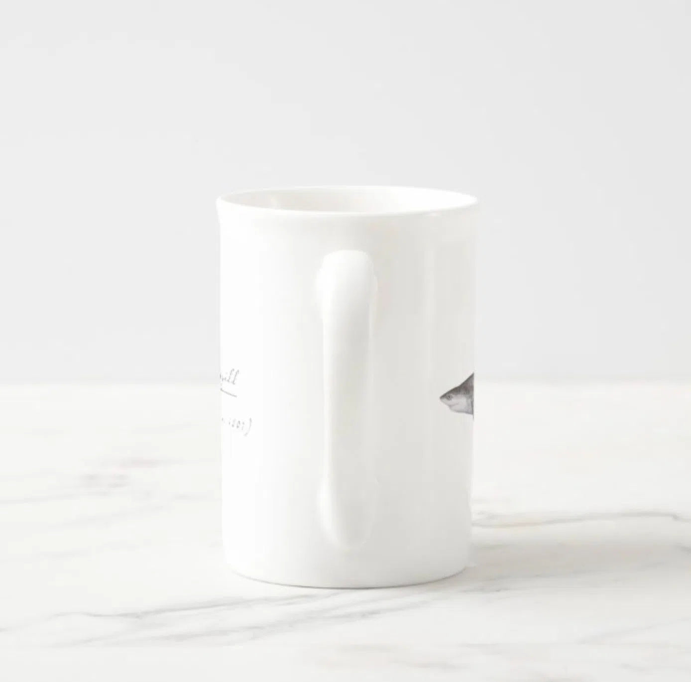 Broadnose Sevengill Shark - Fine Bone China Mug-Stick Figure Fish Illustration