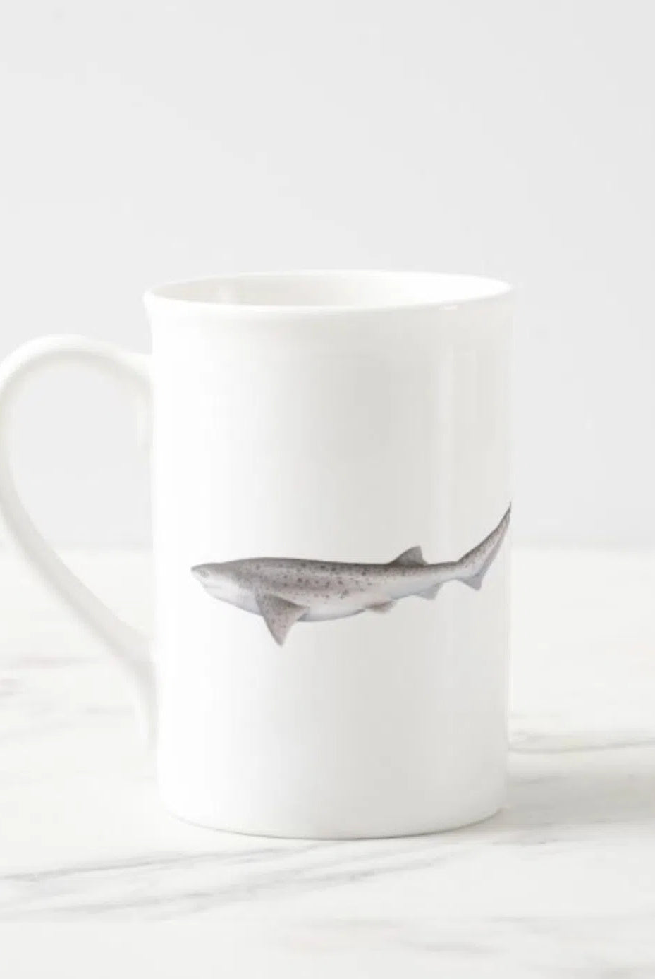 Broadnose Sevengill Shark - Fine Bone China Mug-Stick Figure Fish Illustration