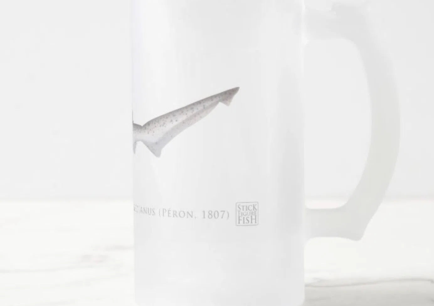 Broadnose Sevengill Shark - Frosted Glass Stein-Stick Figure Fish Illustration